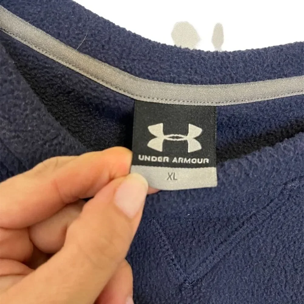 Under Armour Men's XL Blue Fleece Pullover Sweater Crewneck Long Sleeve Casual